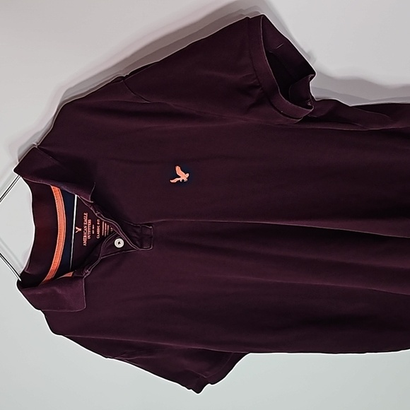 American Eagle XL maroon and orange classic fit polo short sleeve - Picture 2 of 6